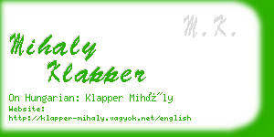 mihaly klapper business card